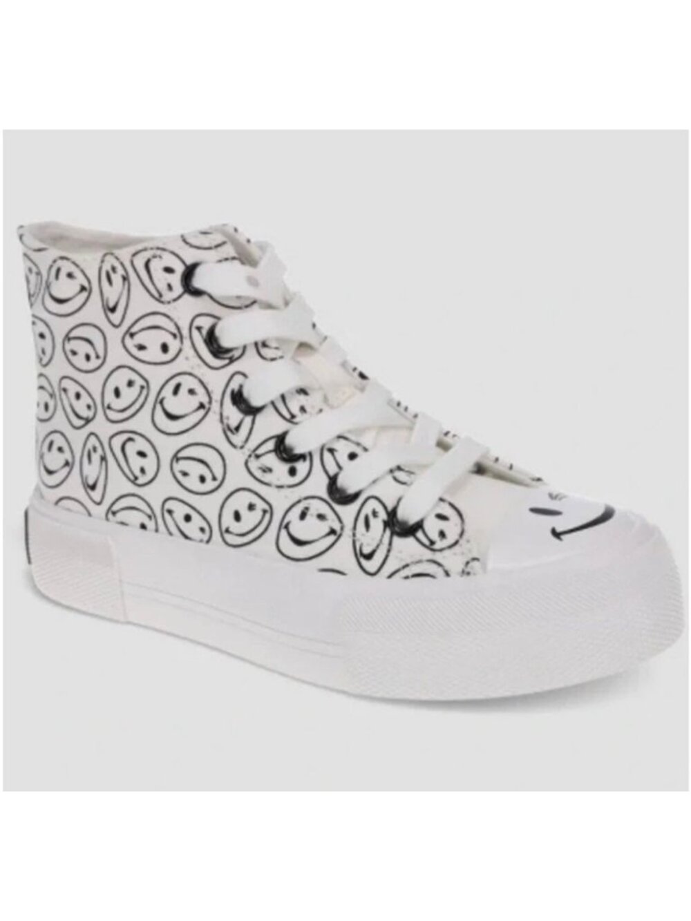 Joe Boxer Girls' Sneakers - White 13 Smiley Face Pattern